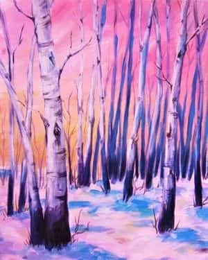 Snowfall Over Birches