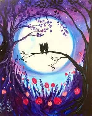 Moonlit Owl Love