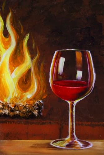 Wine By the Fireplace