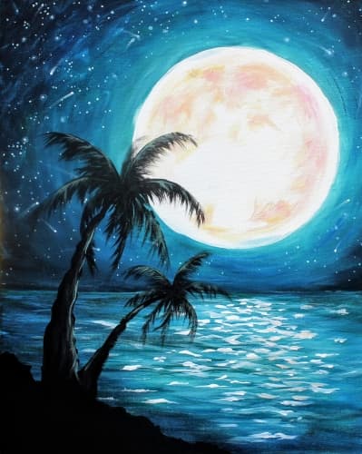 Teal Moonlit Palms