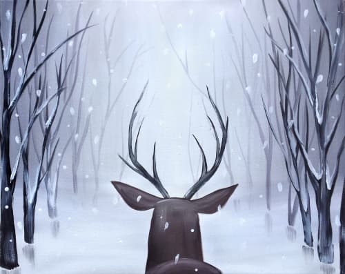 Deer In Winter Woods