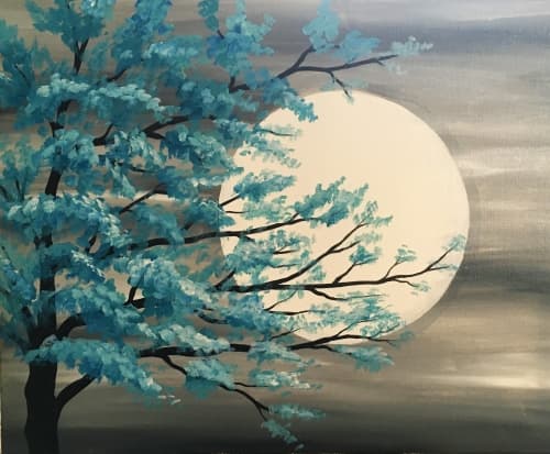 Teal Tree in Moonlight