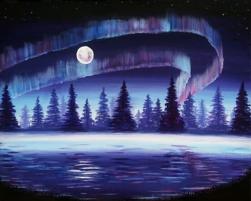 Moonlit Aurora Lake