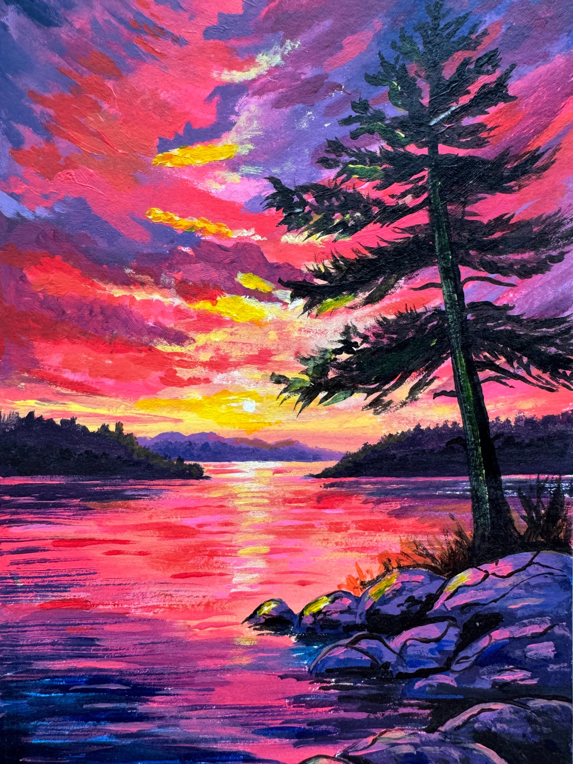 Vibrant Sunset Lake