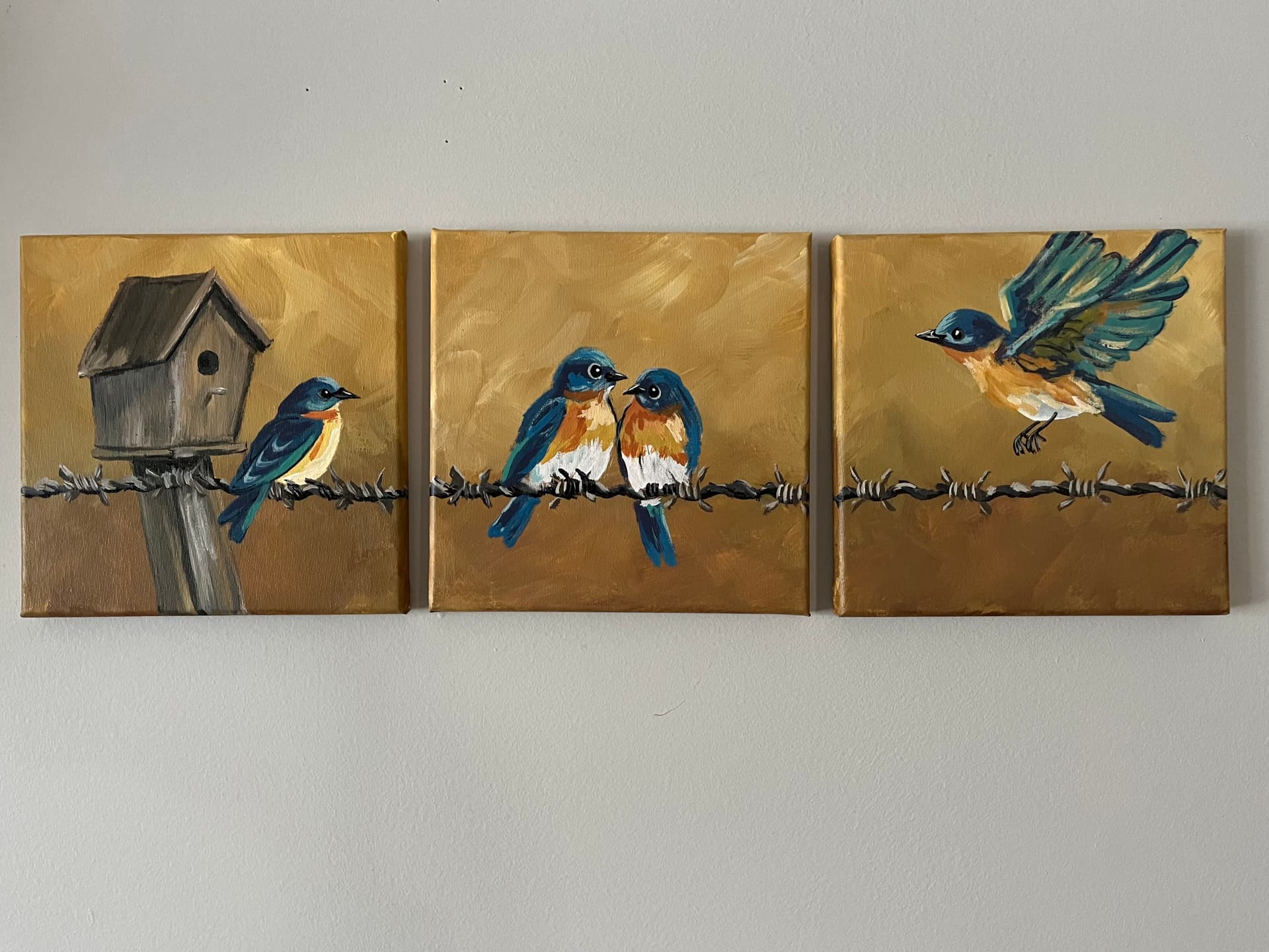 Blue Bird Triptych