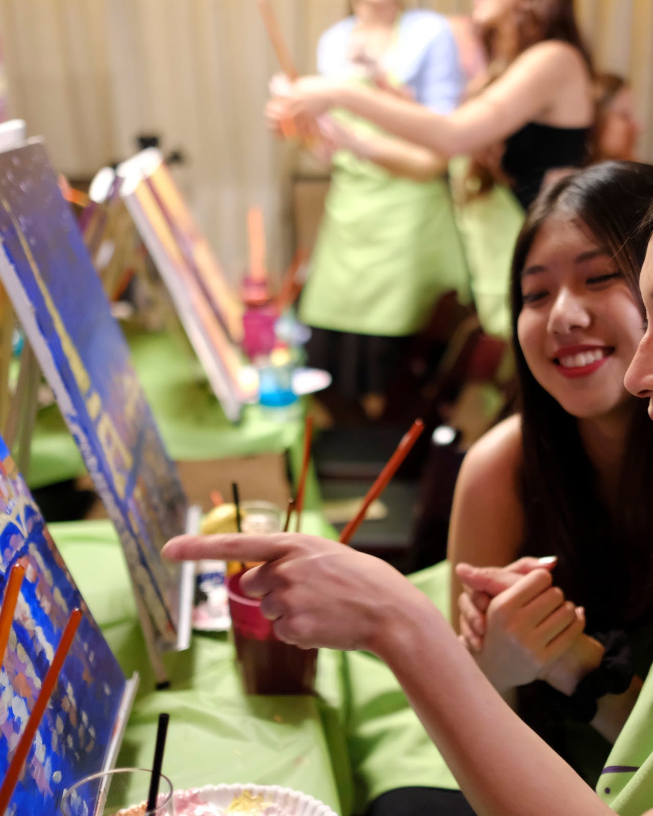 paint nite: Penguin Northern Light Lovers — sample photo from a paint nite event