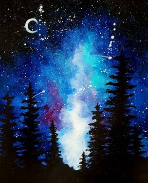 Milky Way in the Pines at Broadway Bar and Grill Portobello — Painting