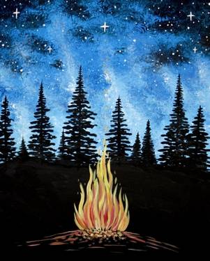 PaintNite "Campfire Galaxy" canvas painting on Thursday, Aug. 13, at 6:30 at The Creek (Waldorf) — Painting