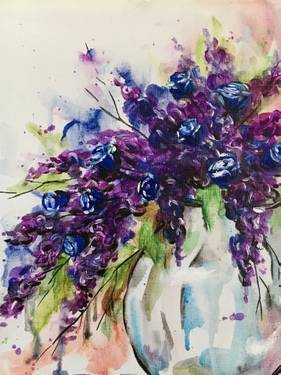 "Blue Roses Bouquet" — Painting