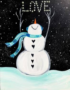Winter Snowman Love — Painting