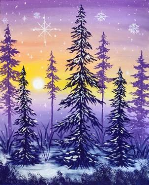 Winter Forest Sunset Paint and Sip in Ahwatukee — Painting