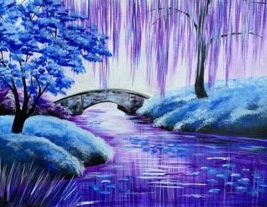 Tranquil Purple Pond at South Restaurant + Coffeehouse — Painting
