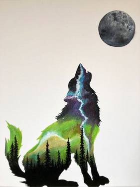 Spaced Out Wolf — Painting