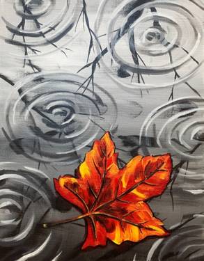 Rainy Autumn Leaf — Painting