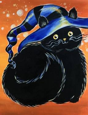 Black Cat With A Hat  — Painting
