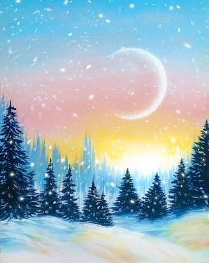 12/30/26 Snowy Sparkle Sunset — Painting