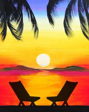 "Tequila Sunset" canvas painting at Eavesdrop (Manassas), on Monday, July 6, 6:30 p.m.  — Painting