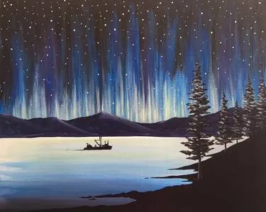 Northern Lights the Way at Double Barrel Taphouse — Painting