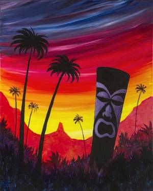 Freaky Tiki Island Sunset — Painting