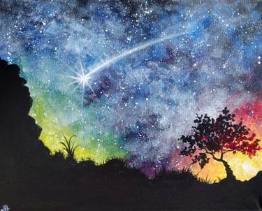 Starry Desert Night — Painting