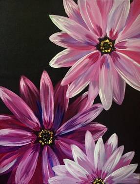 Paint NIte @Casa Mexico Merivale WEDNESDAYS!  Purple Daisy Blooms — Painting