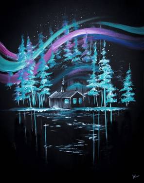 Cabin under the Aurora at Palooza  — Painting
