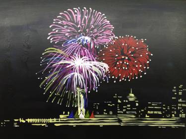 Fireworks At Five Sails  — Painting