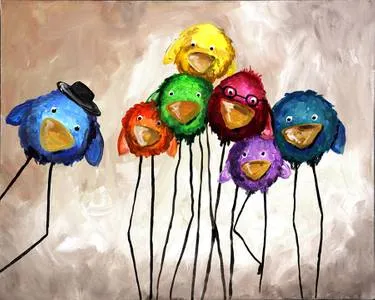 Crazy Birds at Private Paint Nite Party with Joyce of Art! — Painting