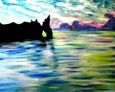 Monet's Sunset Cliff at ALE - Amberwood Lounge & Eatery — Painting
