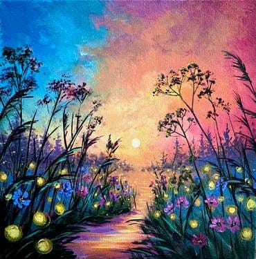 Fireflies at Dusk — Painting