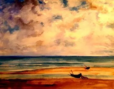 Monet's Calm Sea at Broadway Bar and Grill Portobello — Painting