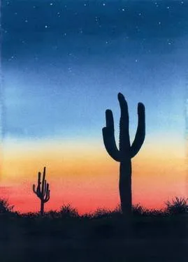 Cactus sunset — Painting