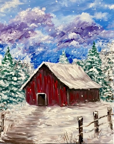 Winter Barn — Painting