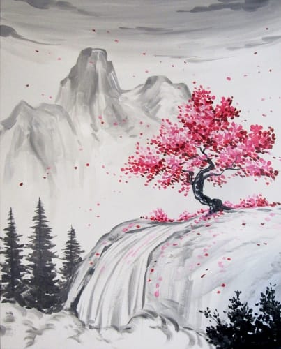Take a Break Tuesday Virtual Paint Nite w/ Joyce of Art!! Pink Blossom Solace — Painting