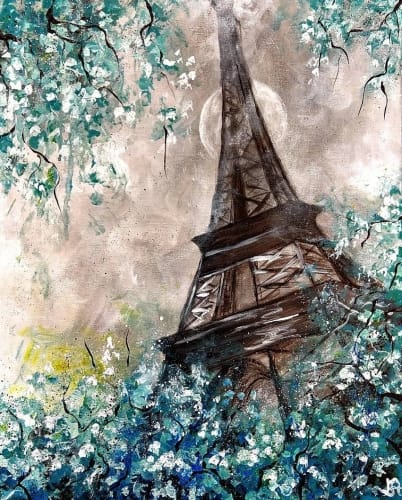  Teal Moonlit Paris Paint and Sip - Charley's Place Copy — Painting