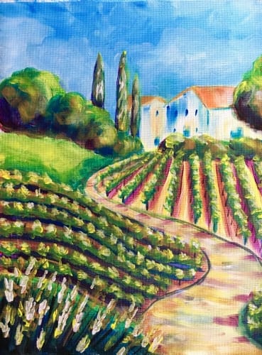 Rolling Vineyard Hills — Painting