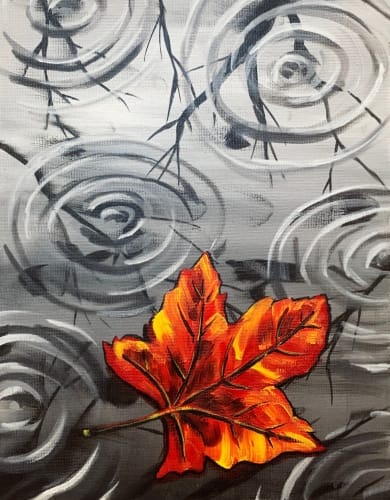 Rainy Autumn Leaf at Ye Olde Sonoma Public House — Painting