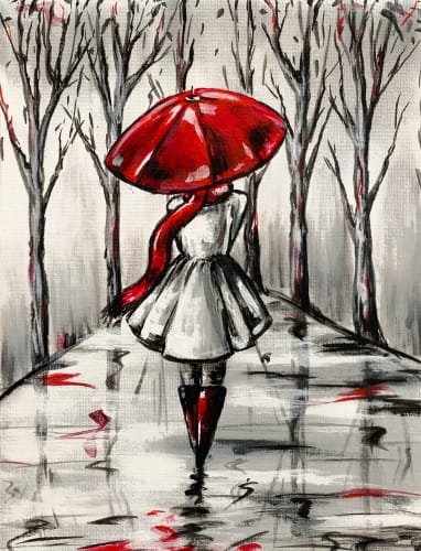 Sunday Red Umbrella II — Painting