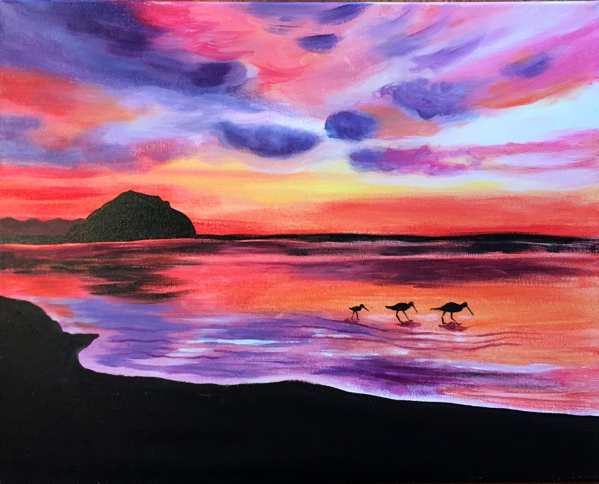 Sunset at Morro Rock    — Painting