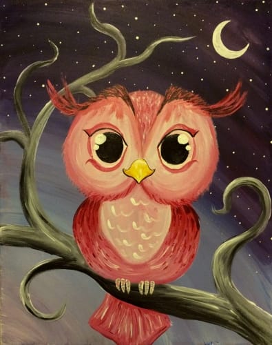 Cute Little Fall Owl — Painting