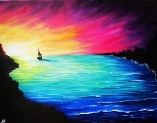 Rainbow Sunset Sail — Painting