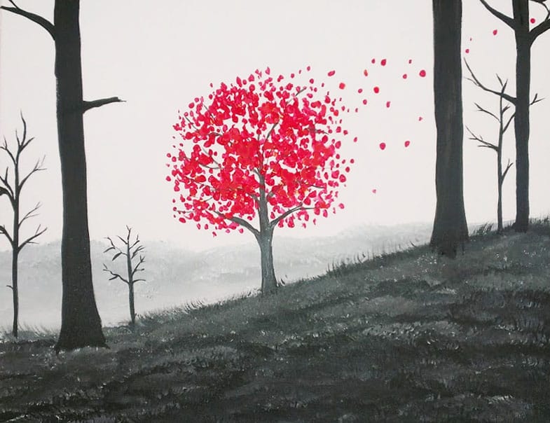 Red Fall Hill — Painting
