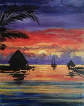 PaintNite at Cascade Grill! Jubitz!  - Cabana Sunset — Painting
