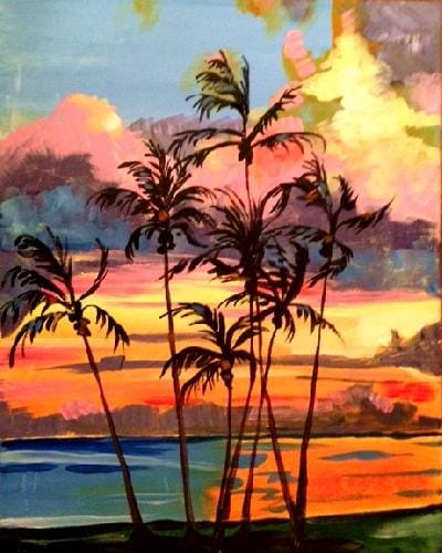 Island Palms at Mtn. Mike's on Cleveland in SRosa — Painting