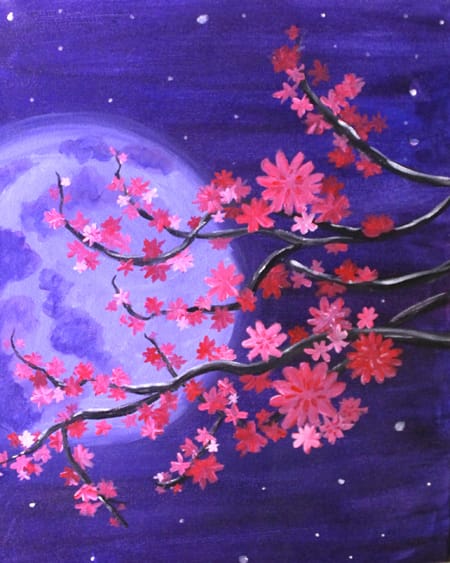 Cherry Blossom Moonlight at Mtn. Mike's on Cleveland in SRosa — Painting