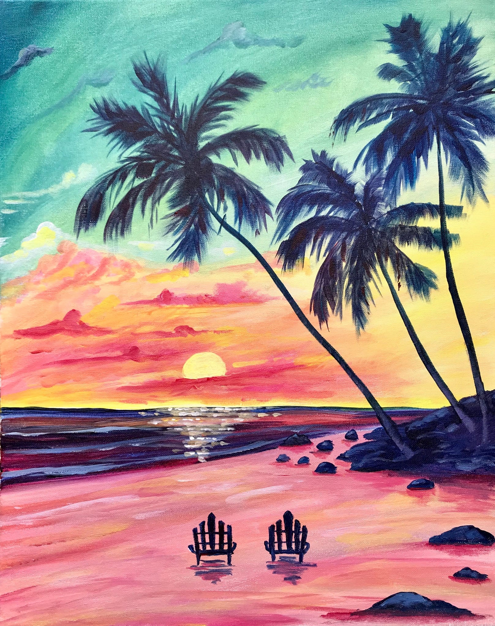 Vintage Beach Love — Painting
