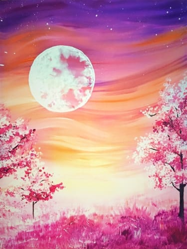 The Unicorn on 4 - Cherry Blossom Moon — Painting