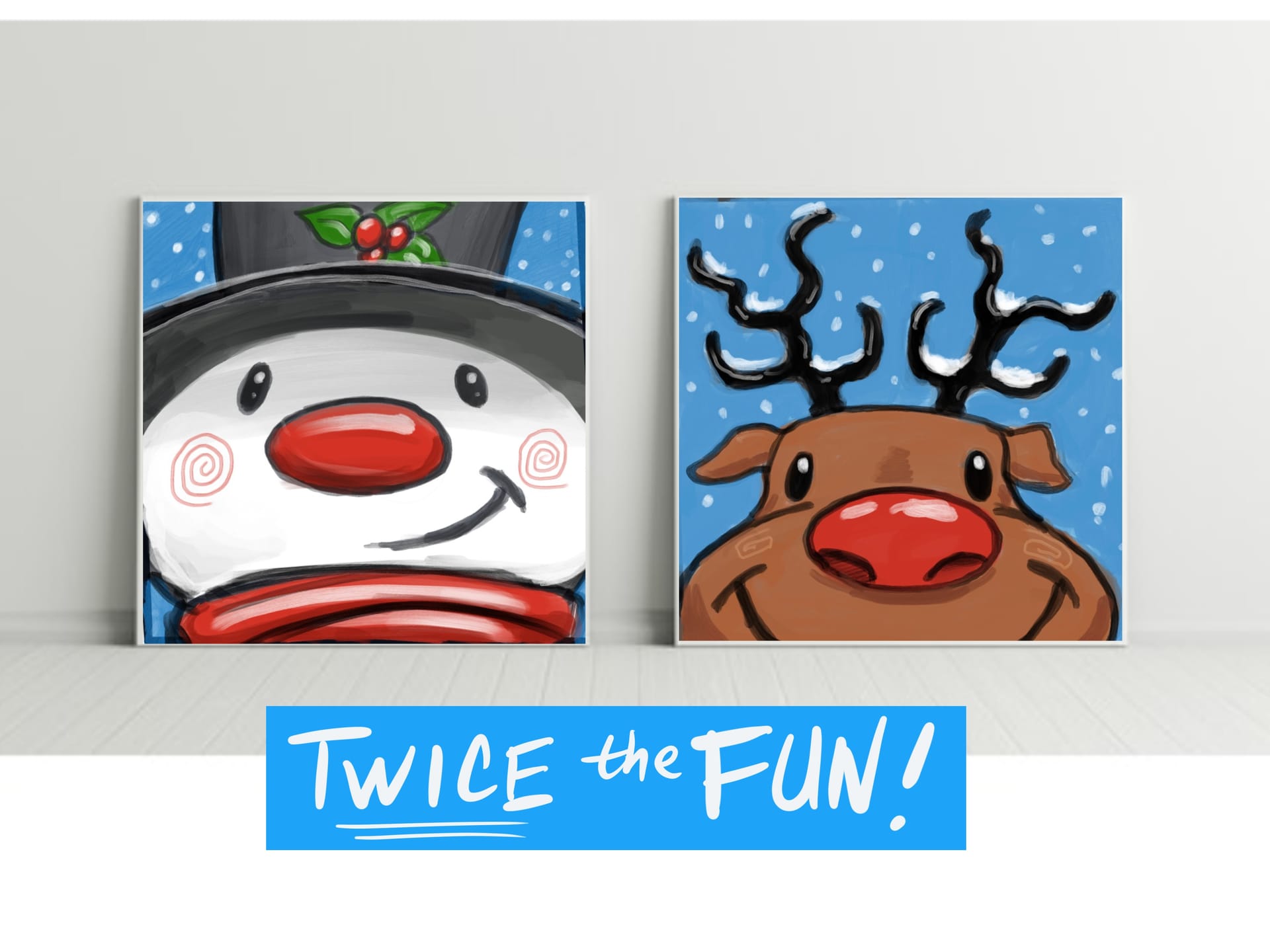 Cute Christmas Duo — Painting