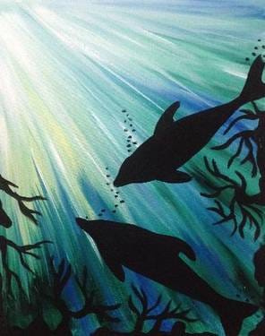 Dolphins Play at Palooza — Painting