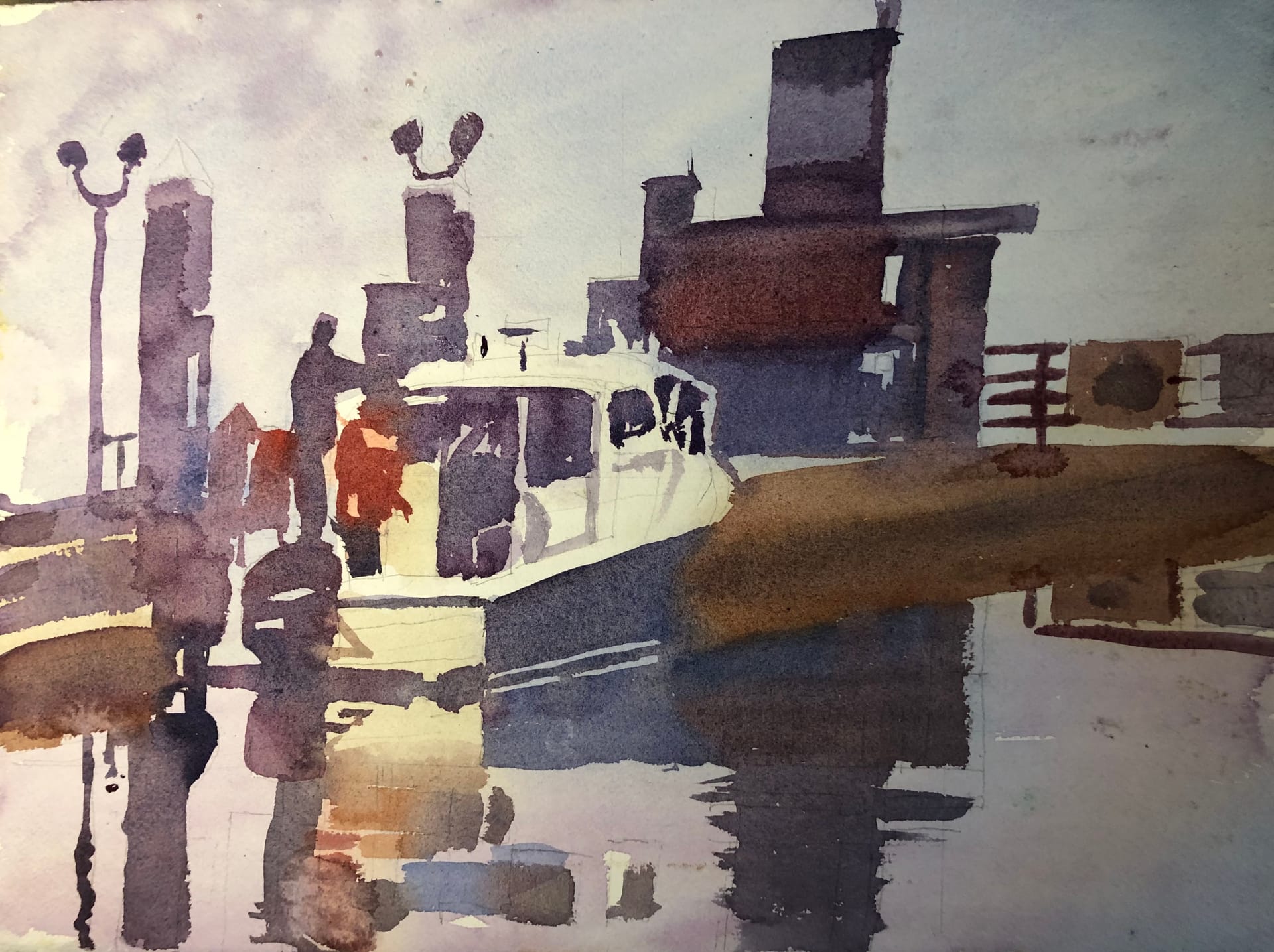 Bodega Bay Boat in Watercolor at Palooza — Painting